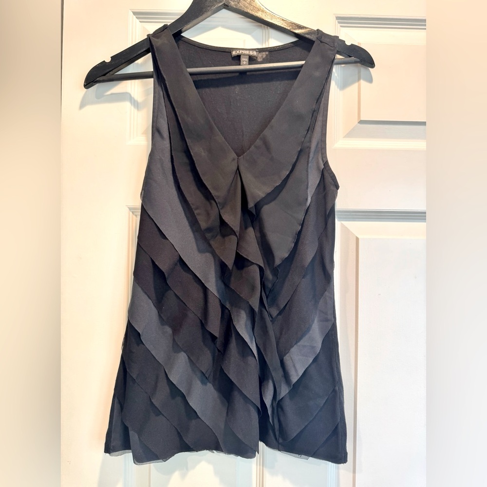 Women’s black ruffled tank, Express
